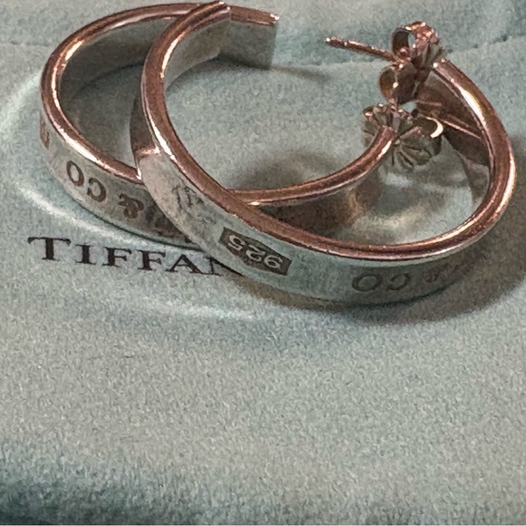Authentic TIFFANY & CO Sterling Silver Large 1837 Hoop Earrings - Picture 3 of 6